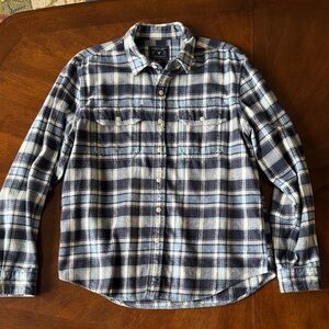 American Eagle Outfitters Navy and White Plaid Shirt